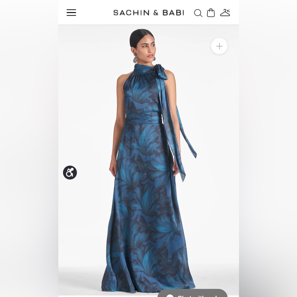 Pleated Maxi Dress with self-tie neckline